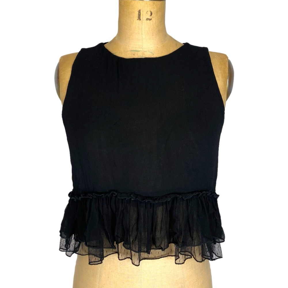 Zara Black Sheer Drop Waist Sleeveless Blouse Size S